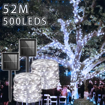 7m/12m/22m/32m/52m Solárne String Rozprávkových Svetiel LED Solárne Lampy 500LED Nepremokavé Vianočné Dekorácie na Záhradnej Ulici