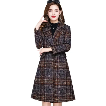 vysoko kvalitný Prehoz vyhovovali vlnené kabát žena stredne dlhé zimné dámske veľkosti 4XL nové populárne vlnené kabáty hrubšie dámske kabát