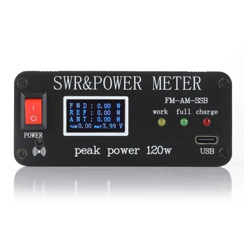 1.8 MHz-50MHz 0,5 W-120W SWR HF Krátke Vlny Stojatej Vlny SWR Meter a Power Meter + Batéria + OLED FM AM CW, SSB
