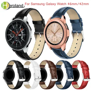 20 mm watchband popruh pre Samsung Galaxy Sledovať 42mm/46 mm remienok kapela inteligentný Náramok kožený pásik, Zápästie, Náhradné Krokodíla Pásu