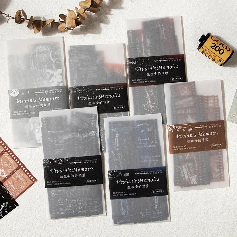 20 balenia veľkoobchod Papiernictvo Nálepky, ZVIERATKO, samolepky retro nostalgický pocit filmový materiál Scrapbooking Sticker6 druhy