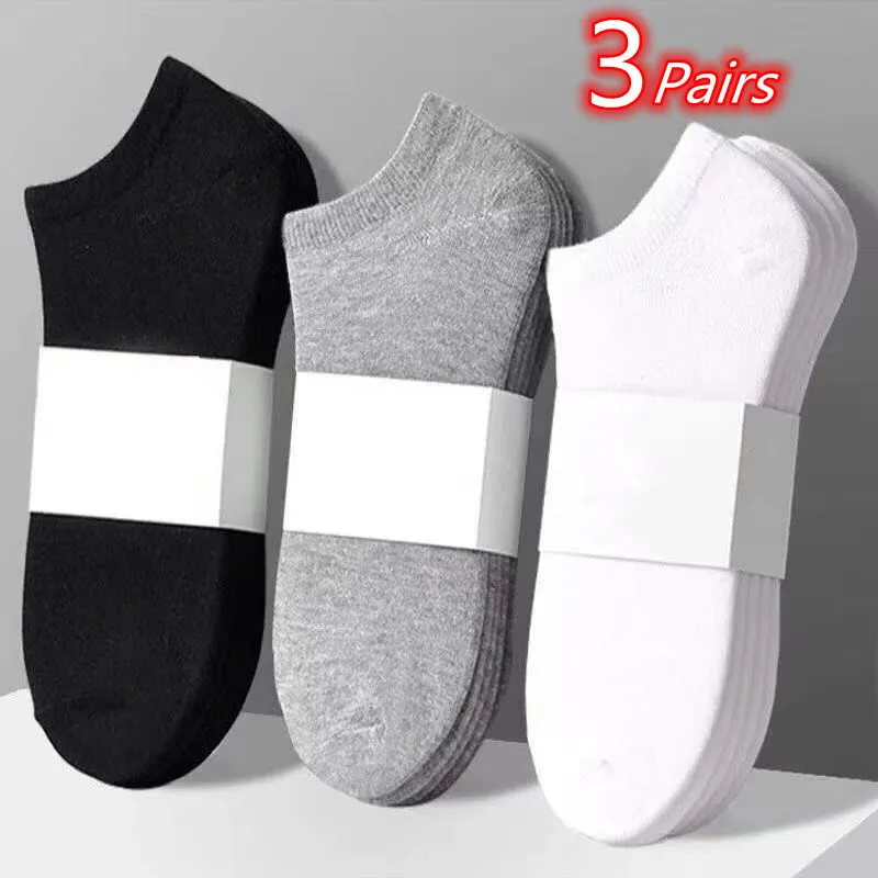 3 Páry/Veľa Krátke Ponožky pre Mužov, Ženy, Low-Cut Priedušná Loď Ponožky Muž Lete Bežné Mäkké Ponožka Solid Farba Čierna Biela Sivá