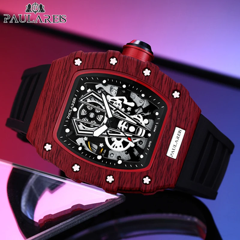 Luxusné Pánske Automatické Hodinky Športové Silikónové Popruh Módne Tonneau Mille Nepremokavé Mechanické AAA Náramkové hodinky Muž Reloj Hombre