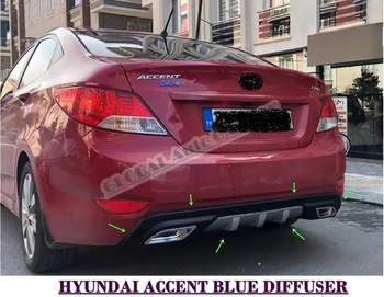 Pre Hyundai Akcent Modrá 2010-2021 Difúzor Zadného Nárazníka Rozšírenie Prílohu Auto Styling Auto Príslušenstvo Výfukov Univerzálny Šport