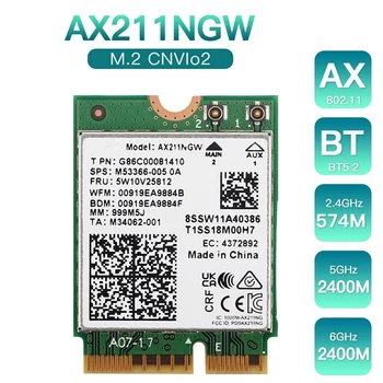 AX211NGW Wifi 6E M. 2. Zadajte E Cnvio2 Dual Band 2,4 Ghz/5 ghz Bezdrôtovej Sieťovej Karty Príslušenstvo 802.11 Ac Bluetooth 5.2 Adaptér