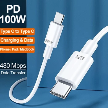 PD100W Typ C Typ C Rýchle Nabíjanie Dátový Kábel pre Xiao POCO Huawei Samsung OPPO Nabíjačku USB C Kábel pre MacBook Pro IPad Pro