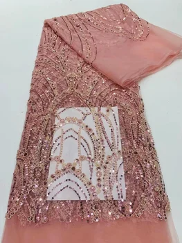 Nový Dizajn Korálkové Čipky Textílie Luxusné Korálky Čipky, Výšivky Francúzsky Nigérijský Tylu Flitrami Čipky Textílie Pre Svadobné Party Šaty