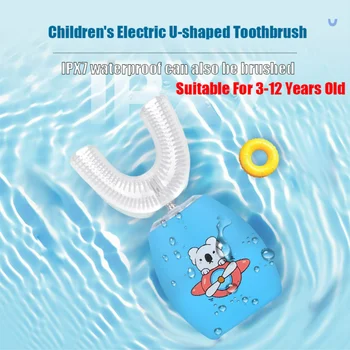 Deti U-tvarované Elektrické Sonická zubná Kefka 3-12 Rok Staré Dieťa 360 Stupňov Smart Úst Čistenie Elektrická zubná Kefka IPX7 Nepremokavé