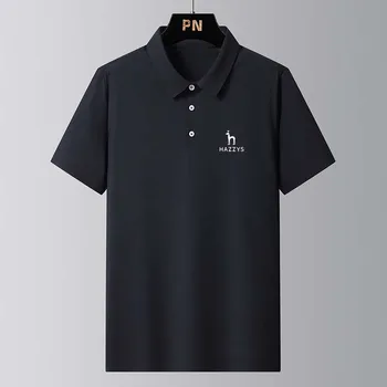 HAZZYS Lete Nové pánske tričko Krátky Rukáv Polo Nosiť Muži Golf Golier Mládeže Bežné Traceless Ice Hodváb Tričko Oblečenie