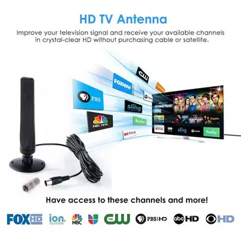 1080P Vnútorné Digitálne TELEVÍZNE Antény, Posilňovač Aktívny Signál, Prijímač, Zosilňovač TV Anténa s vysokým rozlíšením (HDTV Mini DVB-T2 Antény 3.0 M