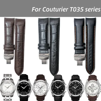 Cowhide Watchband Pre TISSOT 1853 Couturier T035617/T035407/T035410A Čierny Hnedý Kožený Remienok 22 mm 23 mm 24 mm Náramok s Logom