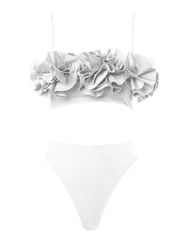 Jednofarebné 3D Kvet Bikini 2023 Ženy, Plavky, Letné Dizajn Zmysel Dve Kus Plavky, plavky Dovolenku Sexy / Nový