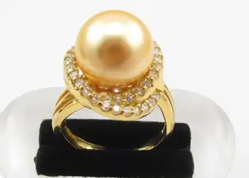 NOVÉ AAA 12-13mm South Sea Skutočné Golden Pearl Krúžky jemné šperky