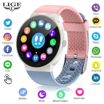 LIGE 2023 Najnovšie Smartwatch pre Ženy Dámske Náramkové hodinky Bluetooth Hovor Fitness Tracker Smart Hodinky Žena Inteligentný Náramok Ružový