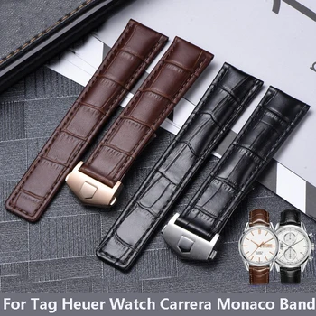 19 mm 20 mm 22 mm Originálny Kožený Remienok pre Tag Heuer Hodinky Carrera Monako Sledovať Pásu, Čierny Hnedý Náramok Náramkové hodinky Watchband
