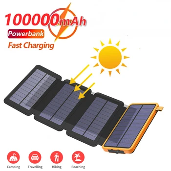 100000mAh Prenosné mobilné batérie Vodotesné solárnu nabíjačku mobilného telefónu s vysokou kapacitou zložené solárny panel slim powerbank