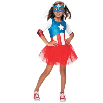 Superhrdina Dievčatá Šaty, Kostýmy pre Deti TuTu Šaty Halloween Kostým (3-9Years) Kapitán Dievčatá Party Šaty