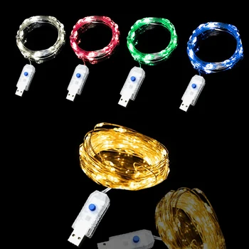 USB LED Medený Drôt String Svetlá Nepremokavé Rozprávkových Svetiel 8 režimov DIY Dekorácie Svetlá Svadobné Party Spálňa Vianočný Veniec